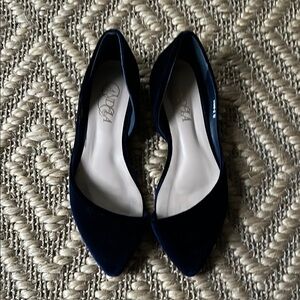 Navy Blue Velvet Flats